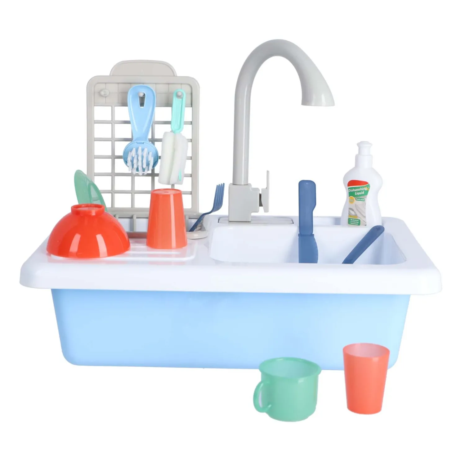 Afwasbak met echt kraantje en color changing servies