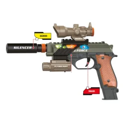 Alfafox Militair pistool met demper en zaklamp en licht en geluid