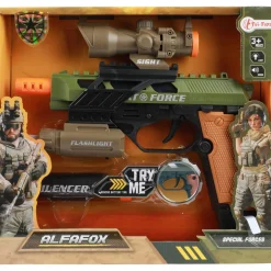 Alfafox Militair pistool met demper en zaklamp en licht en geluid