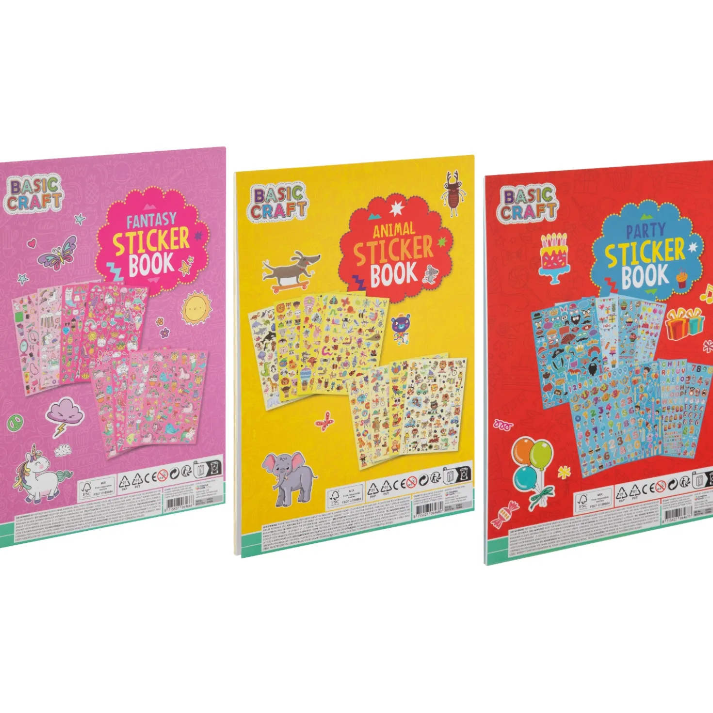 A4 Stickerboek 8 vellen 3 assorti