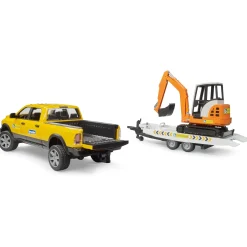 Auto Ram 2500 Power Wagen Rental Service met aanhangwagen en minibagger