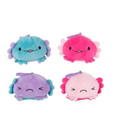 Axolotl pluche omkeer met sleutelhanger 4 assorti 10 cm