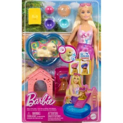 Barbie family puppy pool party