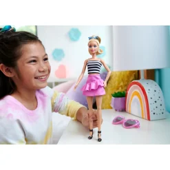 Barbie pop fashionista blond haar en streepjes top