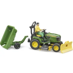 Bruder Figuur Tuinman Met Zitgrasmaaier Met Aanhanger