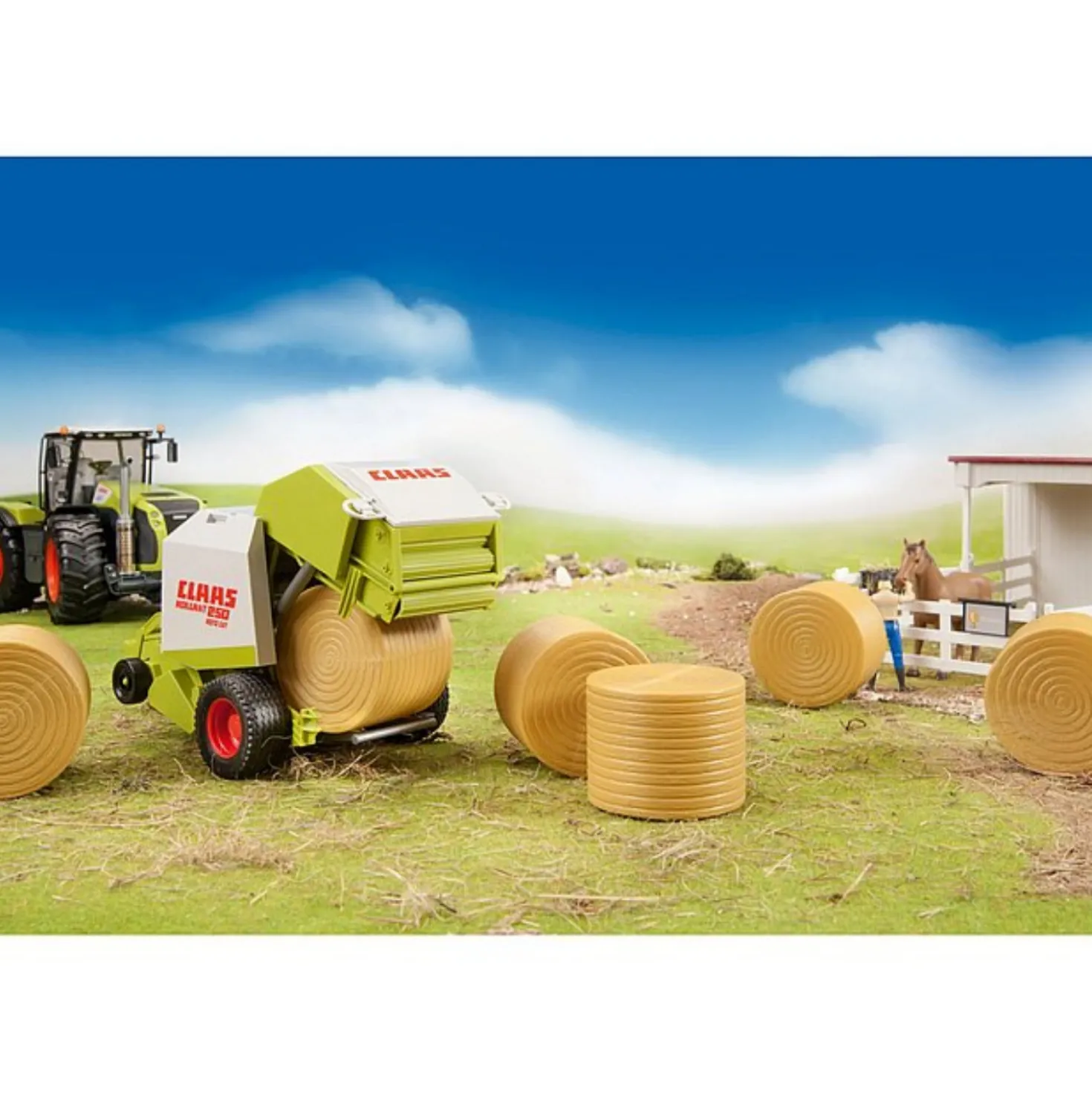 Bruder Tractor Aanhanger Ronde Balenpers Claas Rollant 250