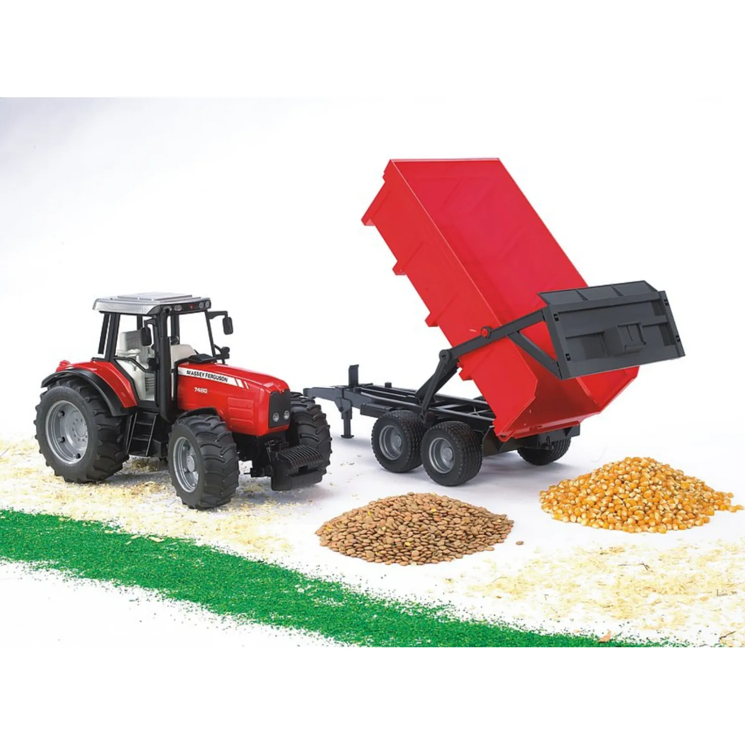Bruder Tractor Massey Ferguson Met Aanhanger