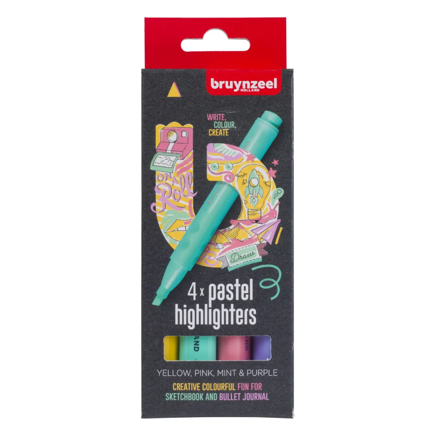 Bruynzeel markeer stiften pastel kleuren 4 stuks