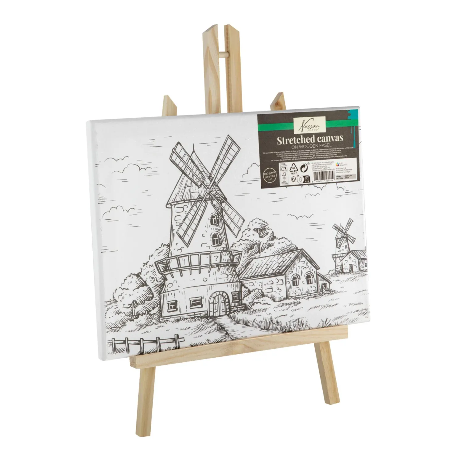 Canvas met print 30 x22,5 cm inclusief schildersezel