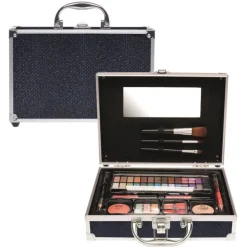 Casuelle make up koffer zwart/blauw glitter