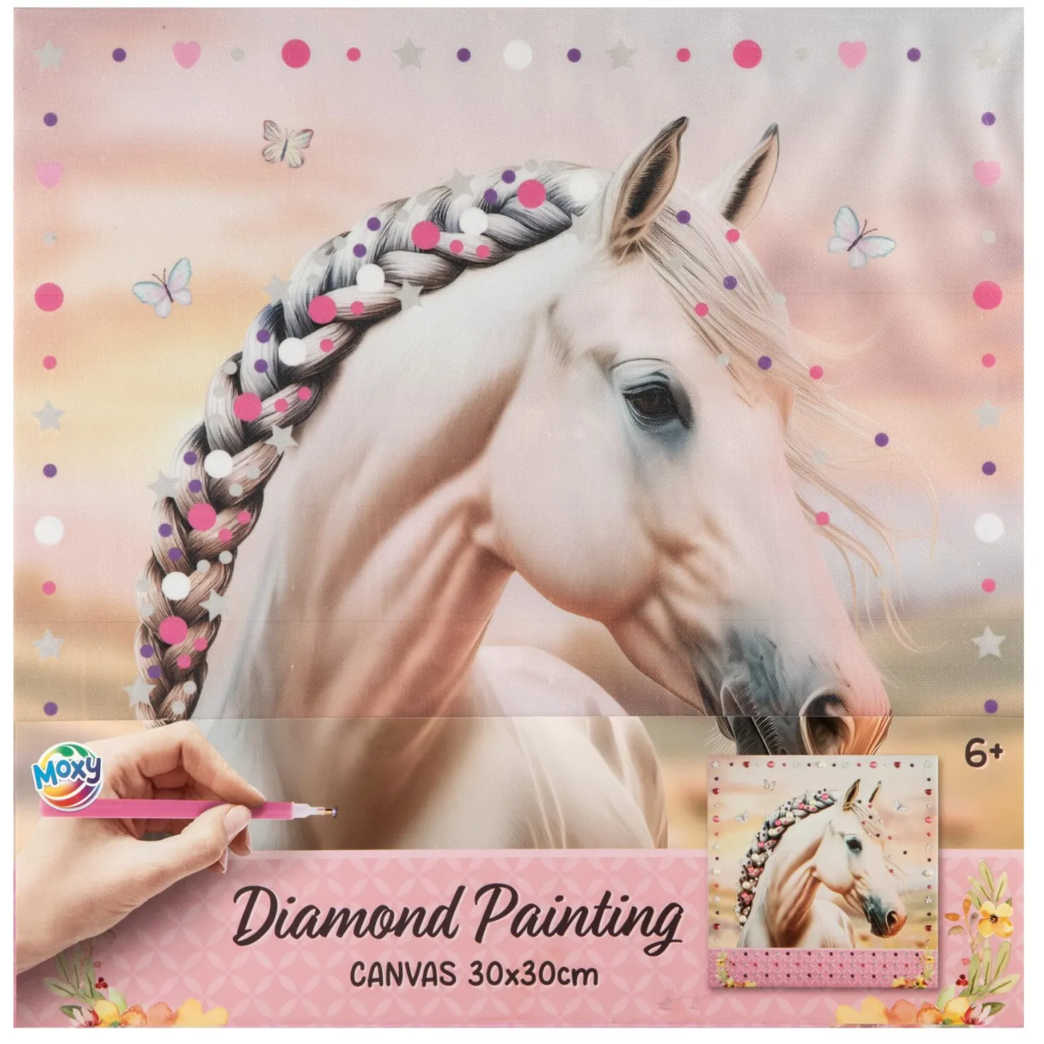 Diamond painting op canvas Horse collection 30x30 cm