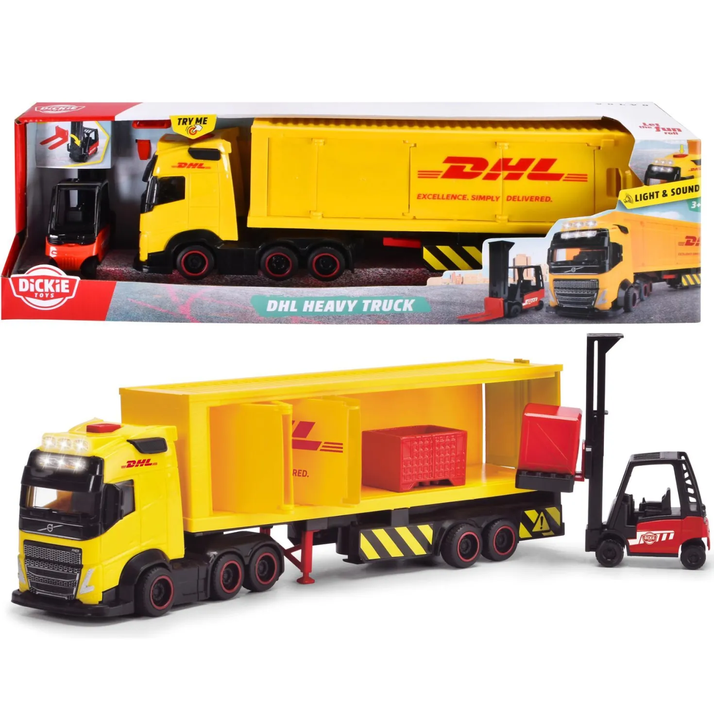 Dickie Toys vrachtwagen DHL met heftruck met licht