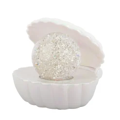Disco lichtgevende glitter-parelschelp 14 cm parelmoer, USB, party time
