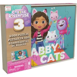 Gabby's Dollhouse Puzzel 3 Pack: Houten Puzzel In Houten Doos