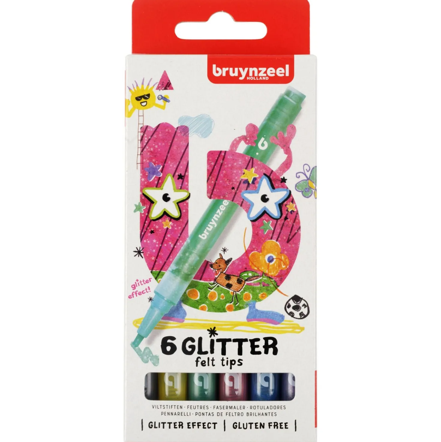 Glitter Viltstiften Bruynzeel 6 Stuks