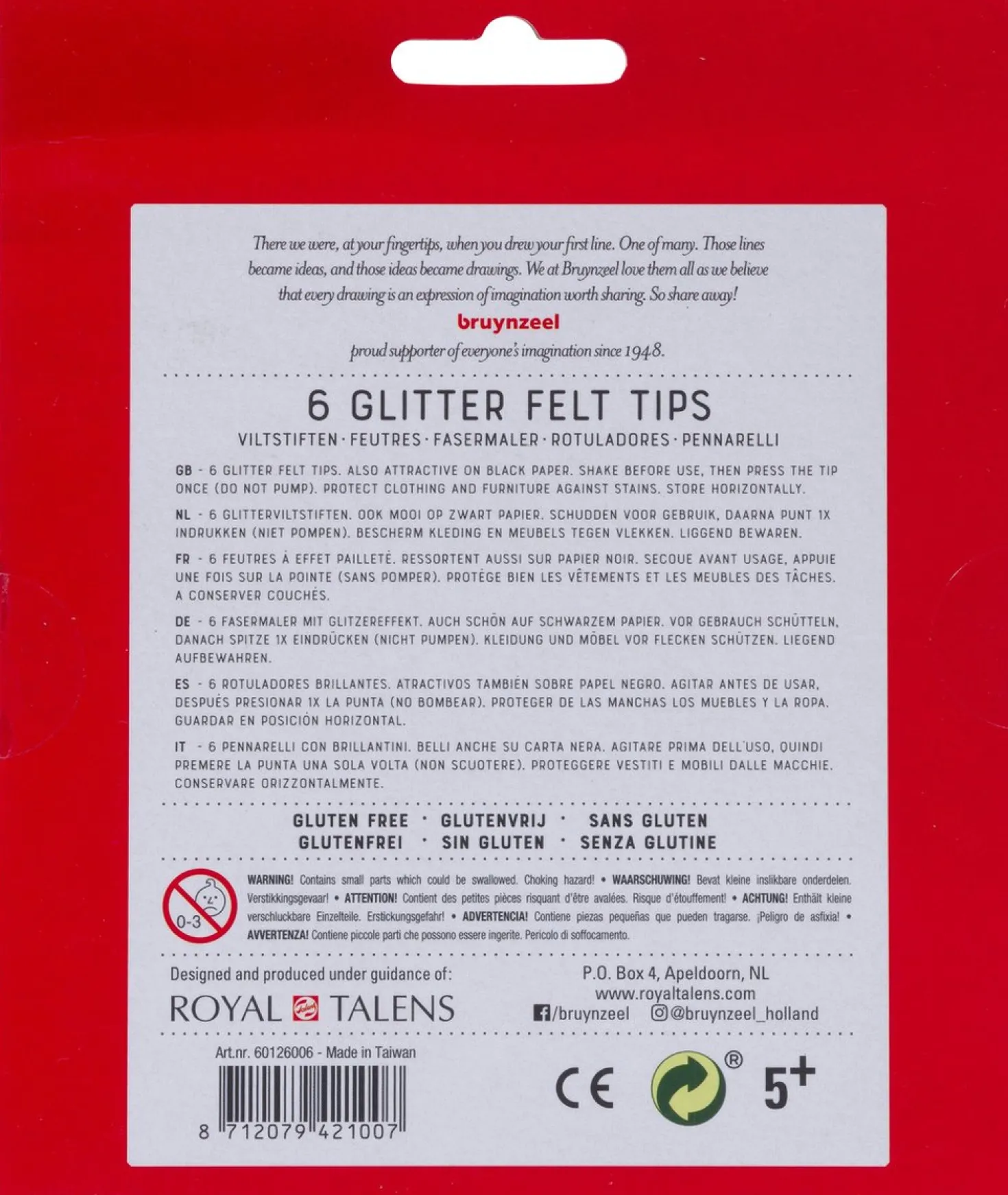 Glitter Viltstiften Bruynzeel 6 Stuks