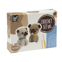 Haakset pug hond 2 stuks 13x6,5x10,5cm