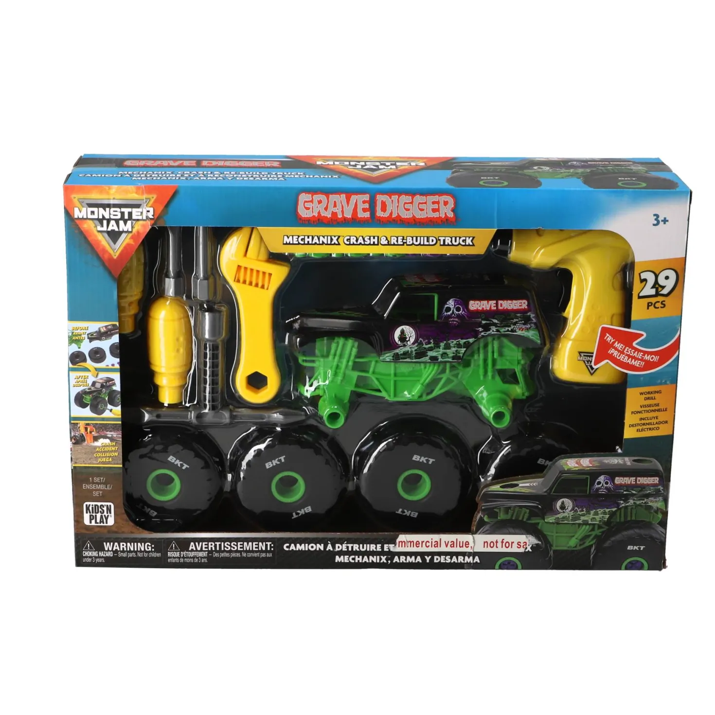 Hot Wheels Monster Jam Mechanix 1:18 Build 'N Re-Build Grave Digger