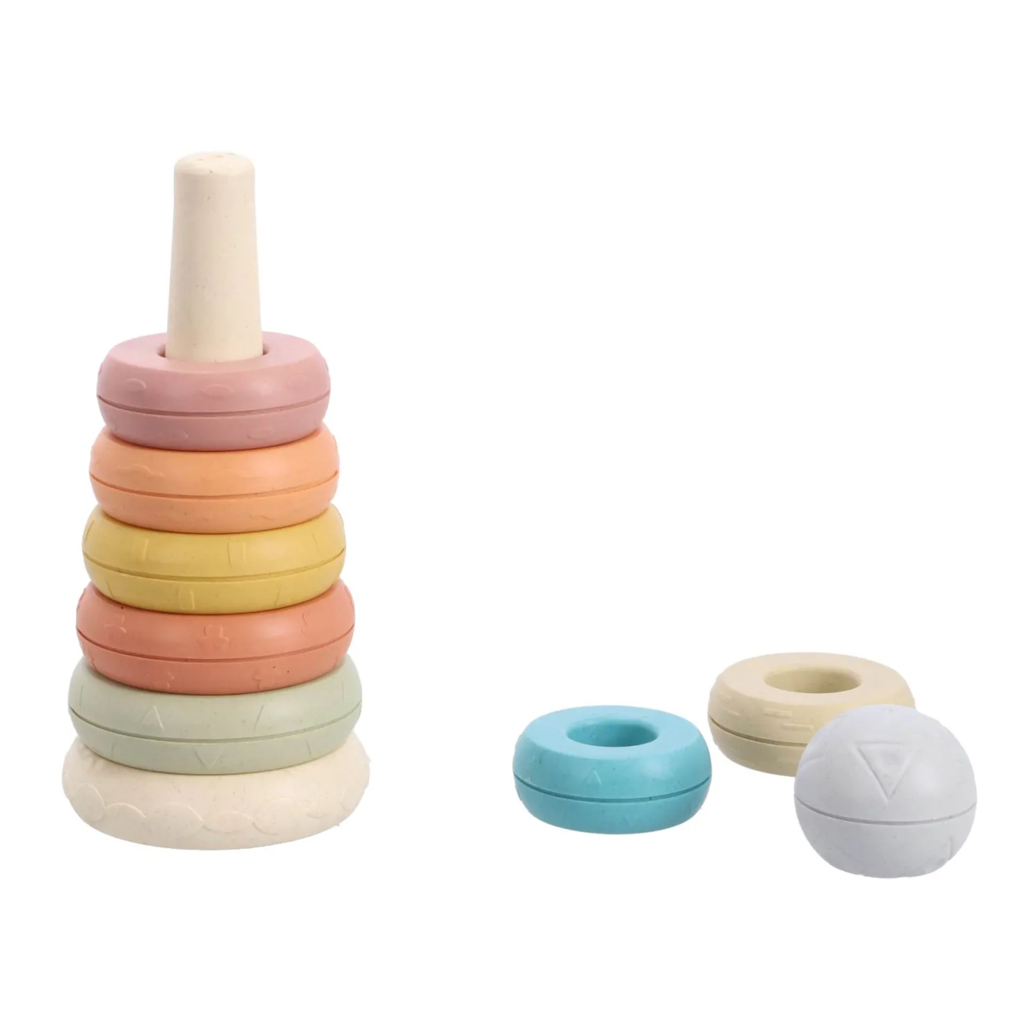 Jipy bioplastic Deluxe Giftset stapeltoren bad stapelbekertjes en speel ratelbal 3 delig