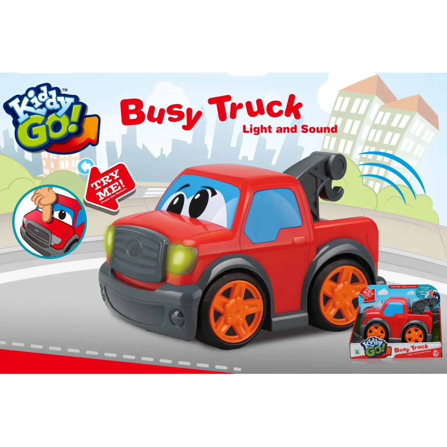 KiddyGo auto pick up truck 19 cm met licht en geluid rood