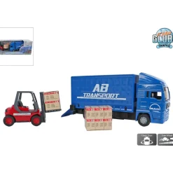 Kids Globe Man Vrachtwagen 17cm met vorkheftruck 10 cm