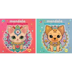 Kleurboek Kawaii mandala 20 pagina's 22x21 cm 2 assorti