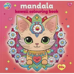 Kleurboek Kawaii mandala 20 pagina's 22x21 cm 2 assorti