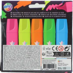 5 Neon Highlighters Markeerstiften 12 x17,5 cm