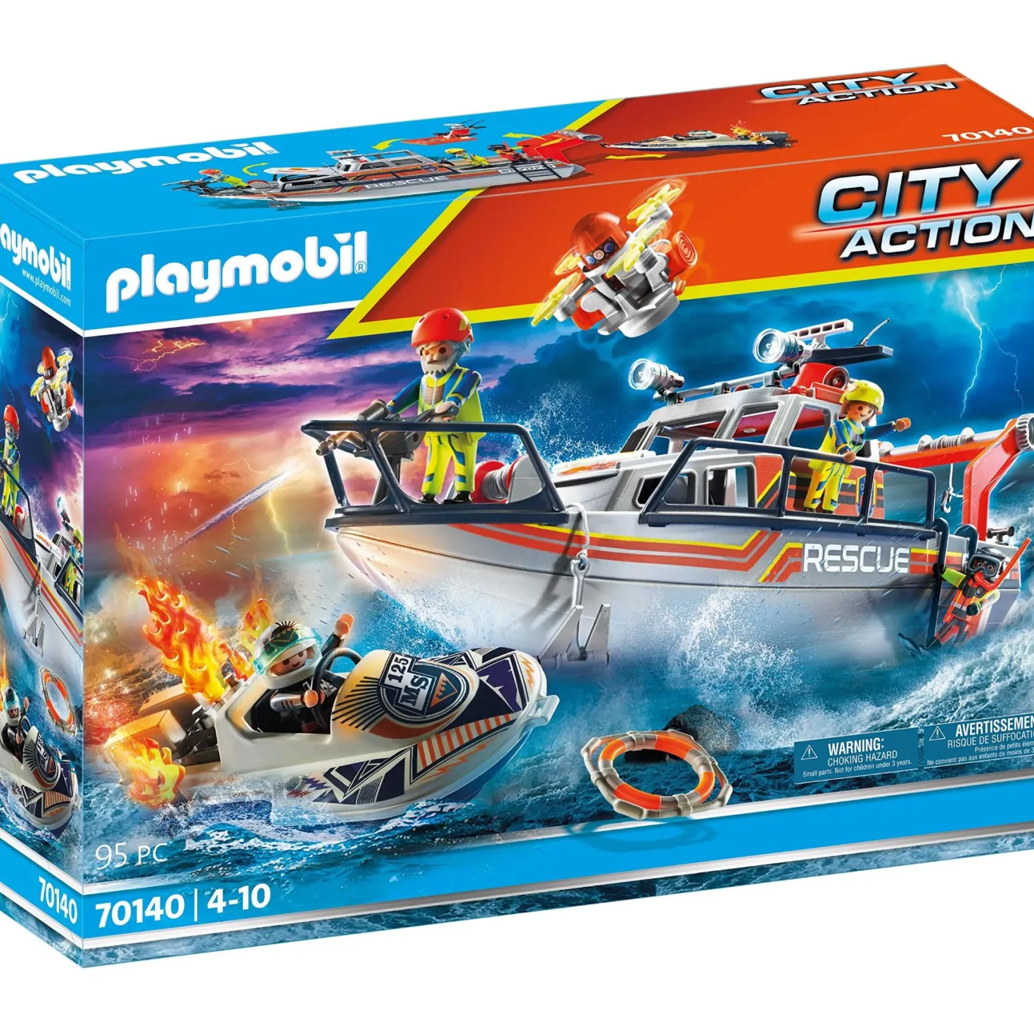 Playmobil 70140 Redding Op Zee: Brandbestrijdings missie Met Reddingscruiser