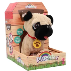Pluchiez blaffende franse bulldog frankie met uitlaten