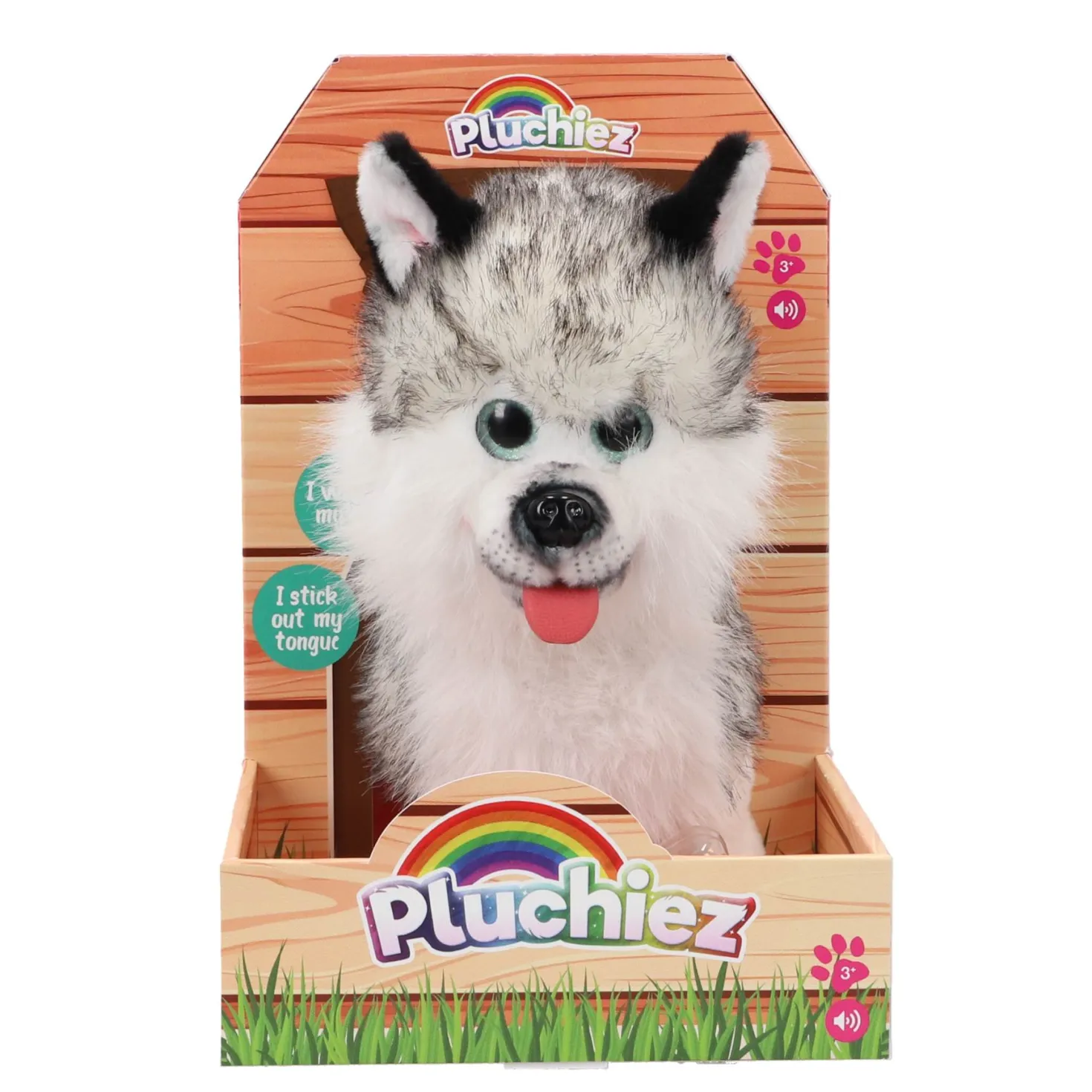 Pluchiez blaffende husky hajko met uitlaten