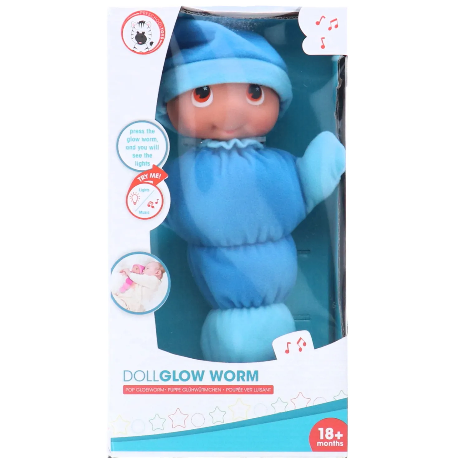 Pop Gloeiworm 28 Cm Met Licht En Geluid 2 Assorti