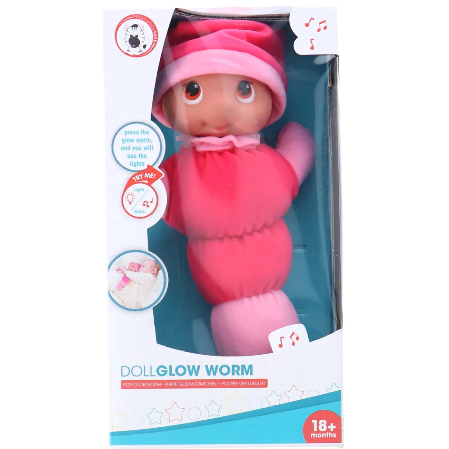 Pop Gloeiworm 28 Cm Met Licht En Geluid 2 Assorti