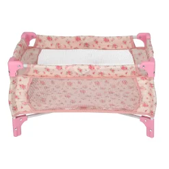 Poppenbed opvouwbaar roze bloem