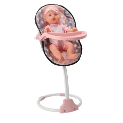 Poppenstoel 3 in 1 grijs/roze 42x40x40 cm