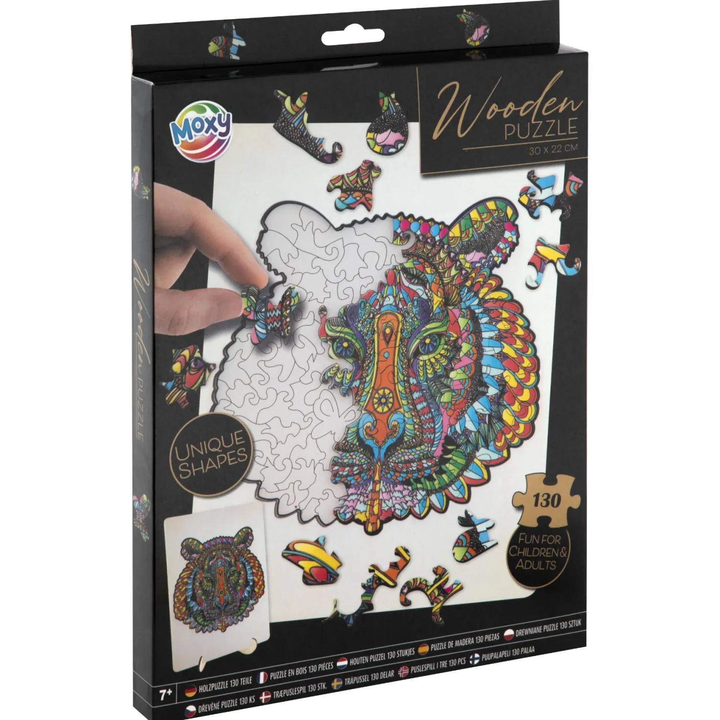 Puzzel hout figuur tijger 130 stukjes