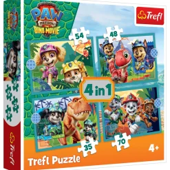 Puzzel 4 in 1 Paw Patrol de Dino film 12-15-20-24 stuks