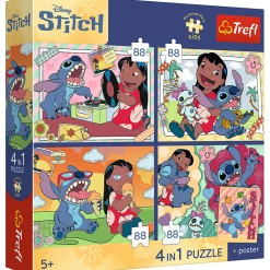 Puzzel 4 in 1 ruimte Stitch 4x88