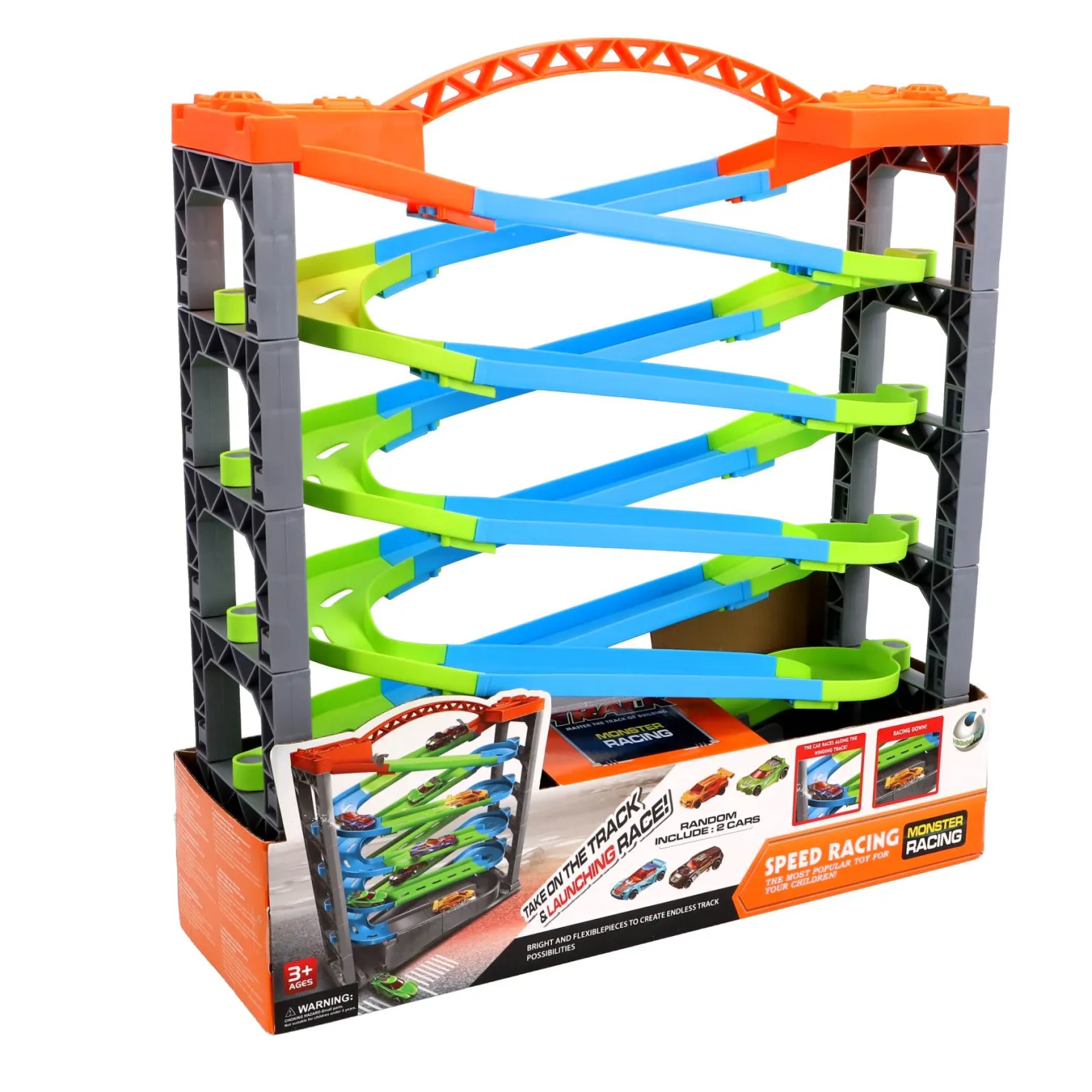 Racebaan deluxe met 5 lagen en 2 auto's