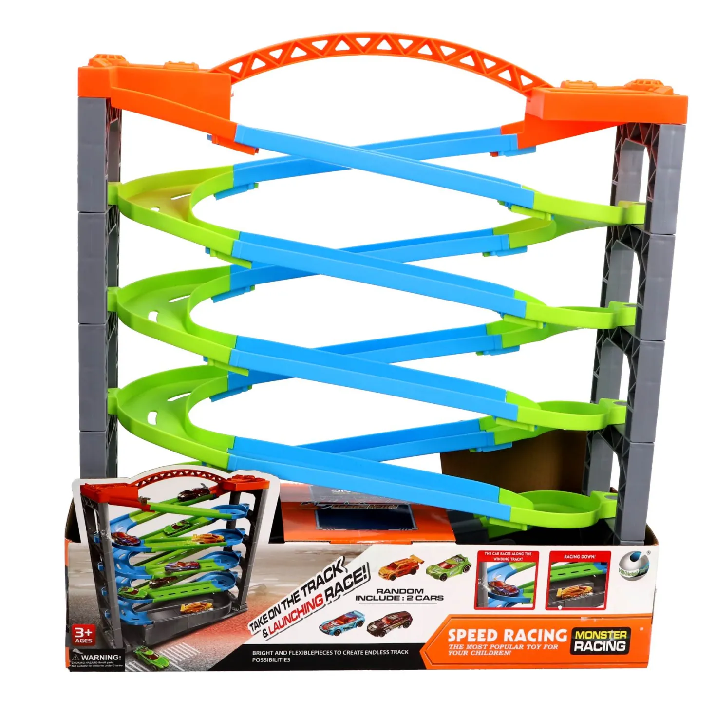 Racebaan deluxe met 5 lagen en 2 auto's