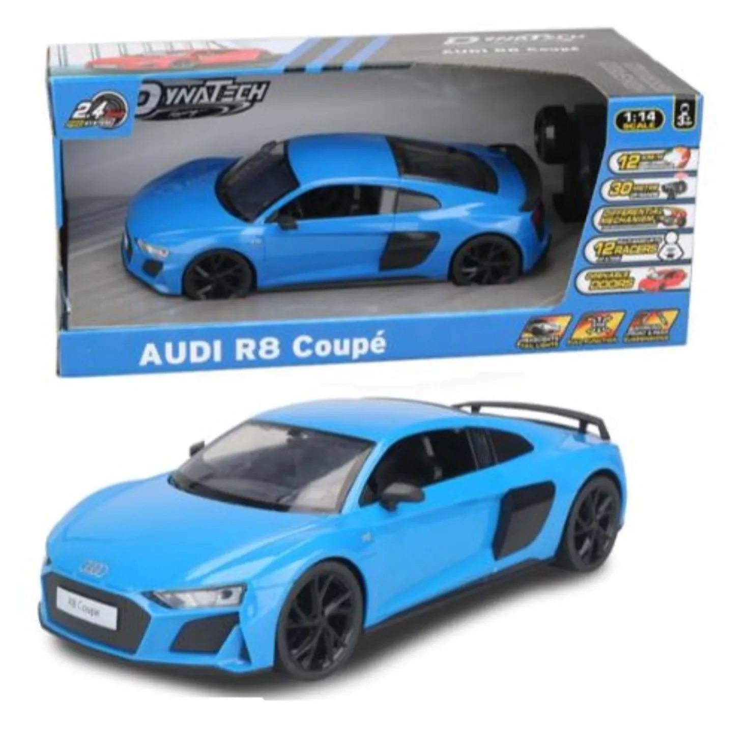 Radiografisch bestuurbare auto audi 1:14 2.4g r8 coupé blauw