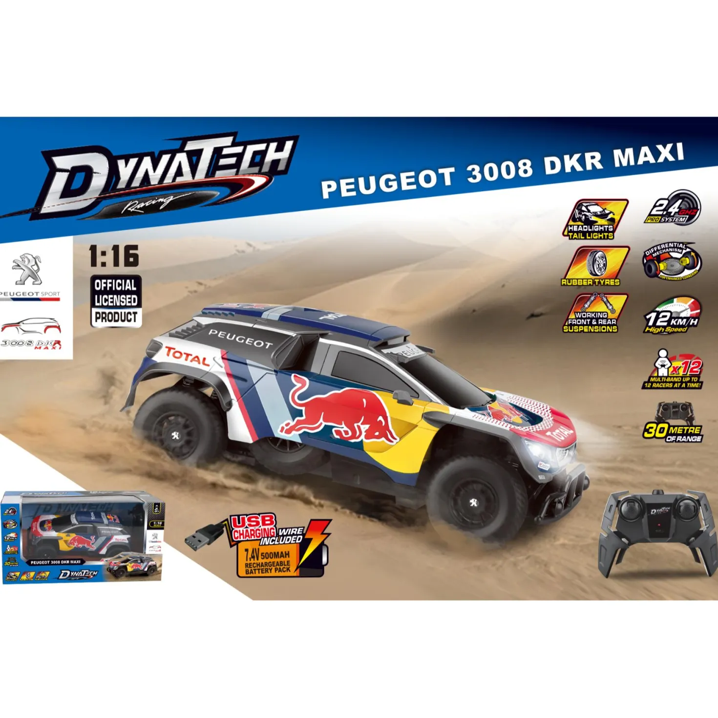 Radiografisch bestuurbare auto peugeot 1:16 2.4g 3008 dkr maxi