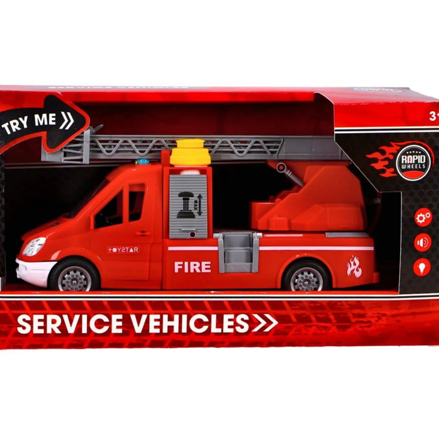 Rapid Wheels Brandweerwagen Met Ladder En Licht En Geluid En Frictie/Sproeifunctie