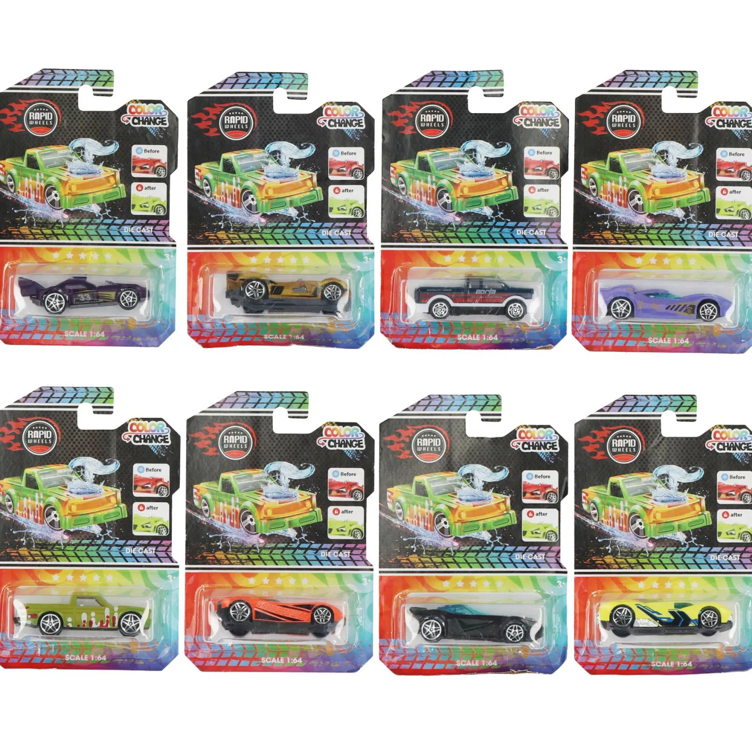 Rapid Wheels die cast auto color change assorti
