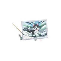 Ravensburger Creart schilderen op nummer husky in de sneeuw
