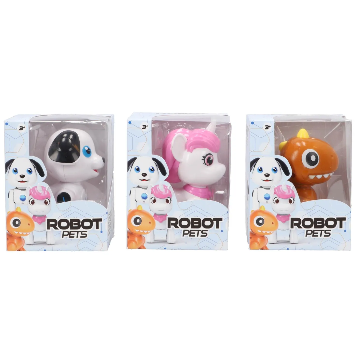 Robot hondje, unicorn, dino assorti