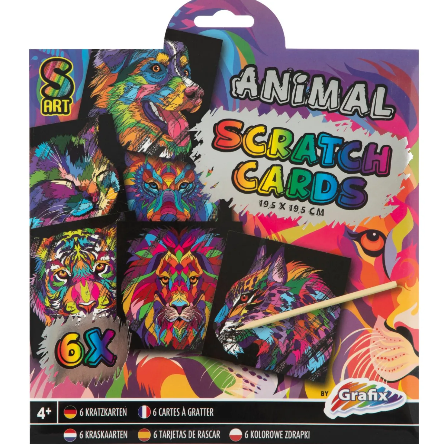 Scratch art met kleuren 7 delig 2 assorti