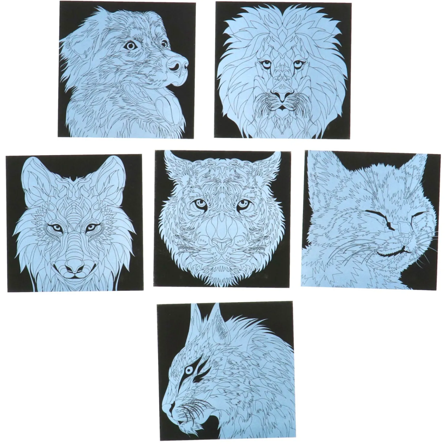 Scratch art met kleuren 7 delig 2 assorti