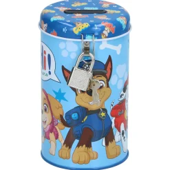 Spaarpot licentie met slot 4 assorti Paw Patrol, Minnie Mouse, Spider-Man