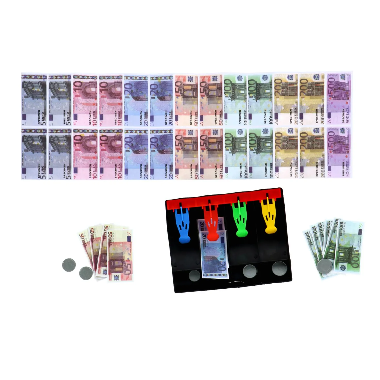 Speelgeld deluxe set munten & biljetten Euro's en Dollars assorti